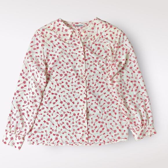 Russ Vintage 1980s Retro Union Made White Red Key Size M - Picture 1 of 10